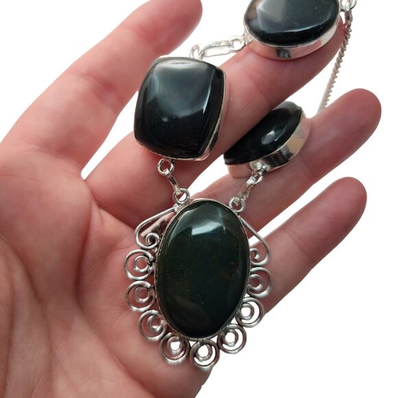 Bloodstone Sterling Silver Necklace - Elegant 22-Inch Necklace - Picture 7 of 7